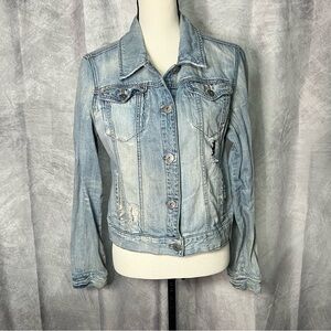 Mudd Distressed Light Wash Cropped Denim Jean Jacket - XL